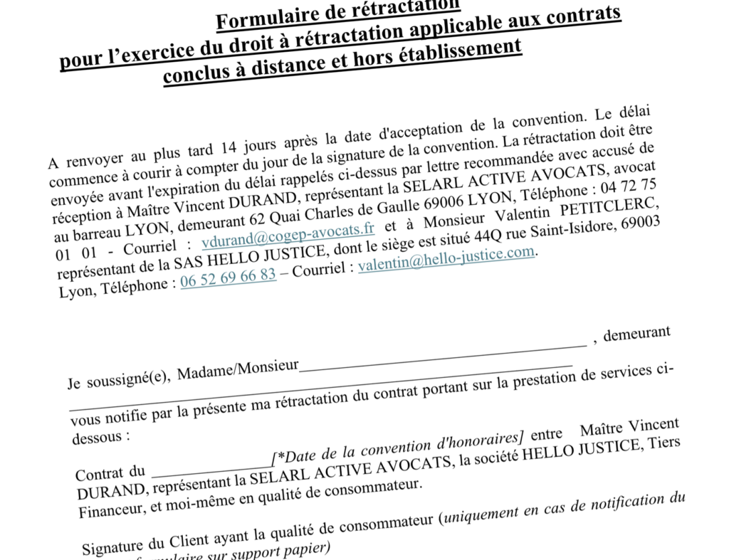 Procédure AnnulerMonPrêtCHF : Droit de rétractation et engagements contractuels